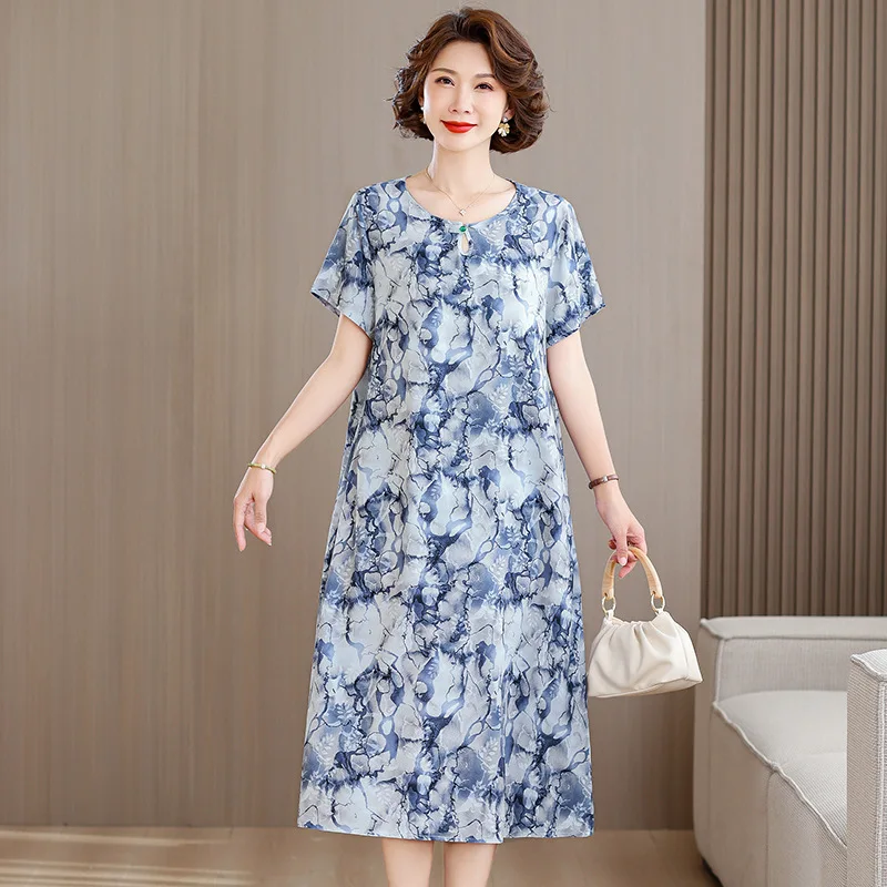 

XL-5XL летнее домашнее платье для сна для мам, хлопковая вискоза, ночные рубашки с короткими рукавами для женщин среднего возраста, большие размеры, утягивающая ночная рубашка