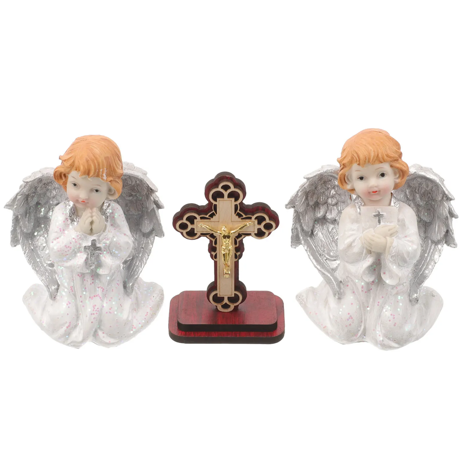 

1Set Lovely Resin Angel Statue for Home Decorative Accent on Desk Window Living Room Holiday Wedding Decoration Gift Idea