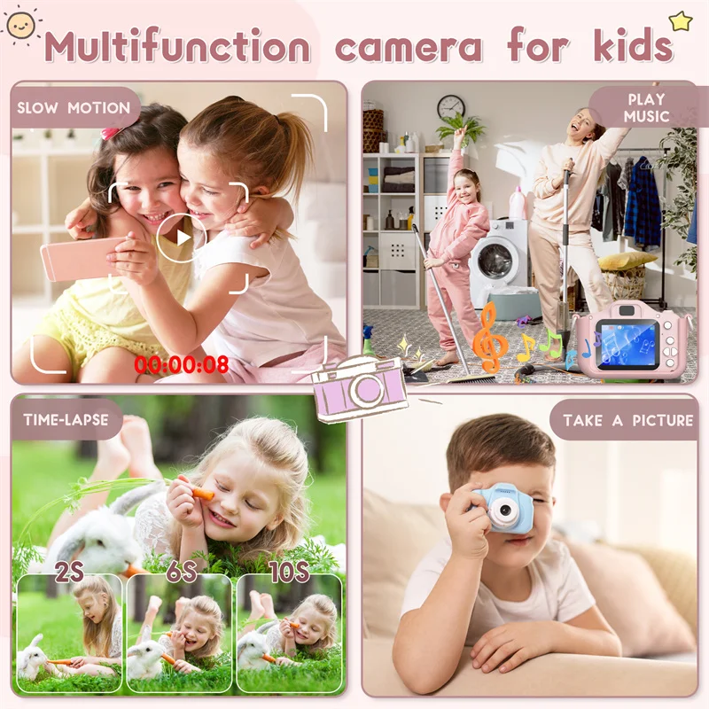 Caméra selfie pour enfants avec écran IPS 1080P, cadeau parfait pour les 3 à 10 ans, anniversaire, Noël, Halloween, appareil photo pour enfants