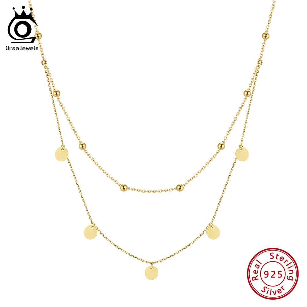 

ORSA JEWELS модное многослойное ожерелье-цепочка из стерлингового серебра 925 пробы, повседневное штабелируемое элегантное ювелирное изделие с двойной цепочкой, подарок на день Святого Валентина BQN21