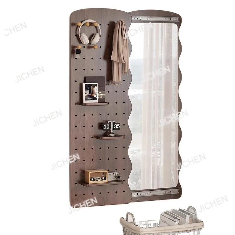 

JC invisible push-pull full body mirror wooden hole plate full-length can be closed wall entrance fitting mirror