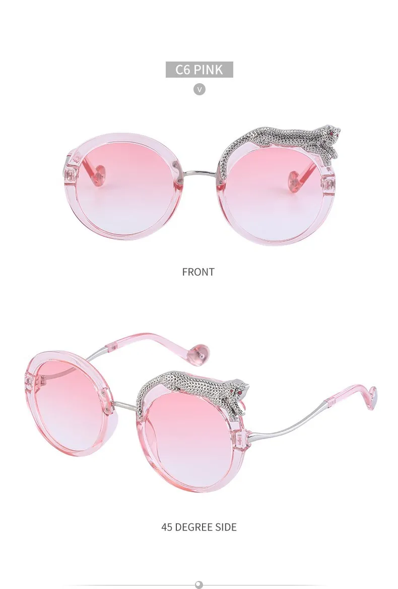 Übergroße Runde Sonnenbrille für Damen 2026 Luxusmarke Mode Kristall Leopardenkopf Sonnenbrillen Retro Anti-Blaulicht-Brillen – Detail 25