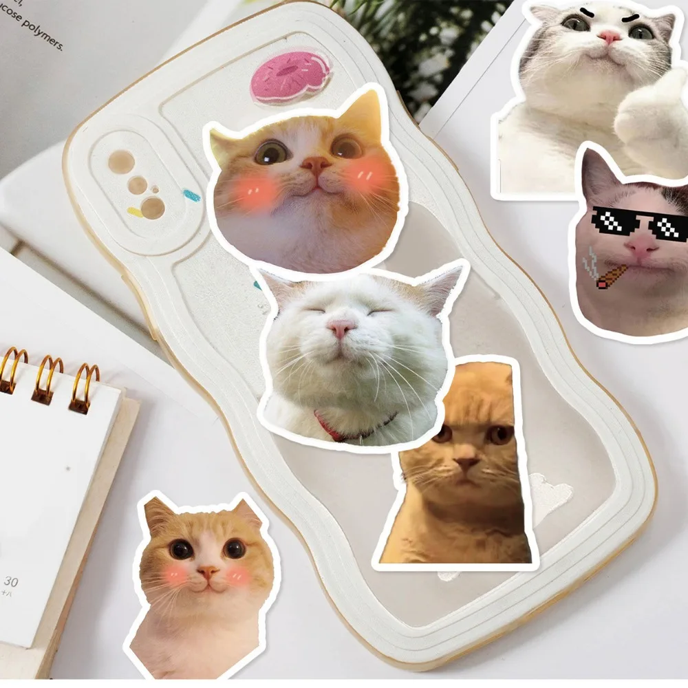 50pcs Funny Cat Animals Stickers Bag Waterproof Vinyl Decals DIY Laptops Water Bottles Phones Decorative Stickers Perfect Gifts