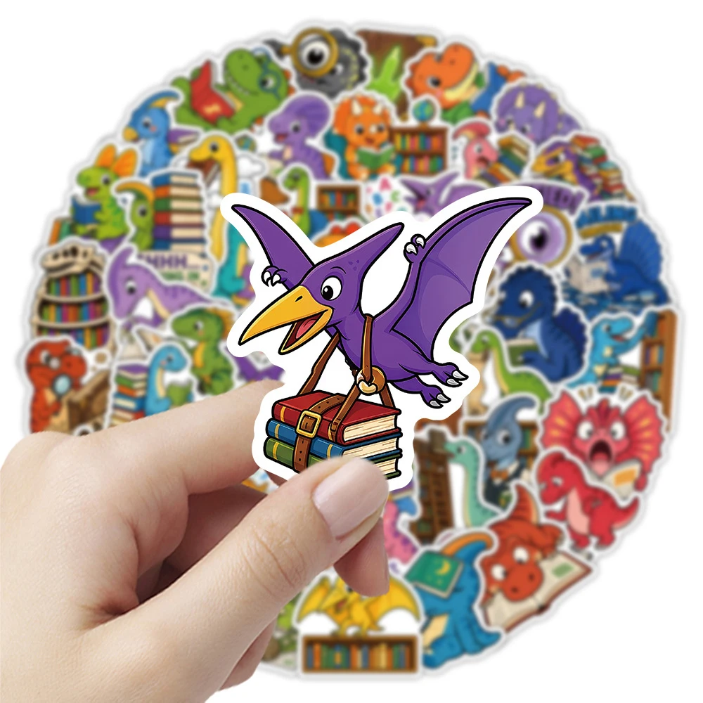 10/30/50 Uds. Pegatinas Kawaii de Dinosaurios Leyendo un Libro, Lindas Pegatinas de Dibujos Animados, Decoración DIY para Papelería, Teléfono, Cuaderno, Graffiti