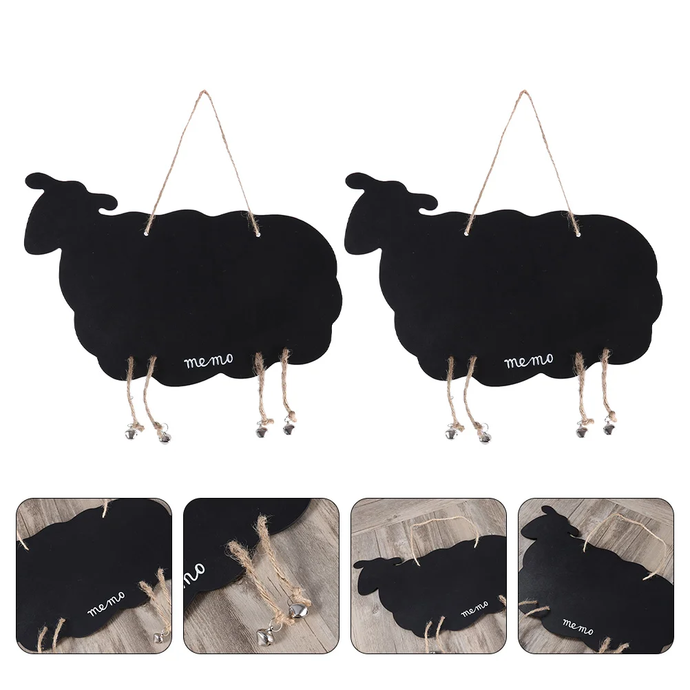 

2 Pcs Double Sided Hanging Blackboard Sheep Message Chalkboard Shaped Sign Lovely Wedding Small