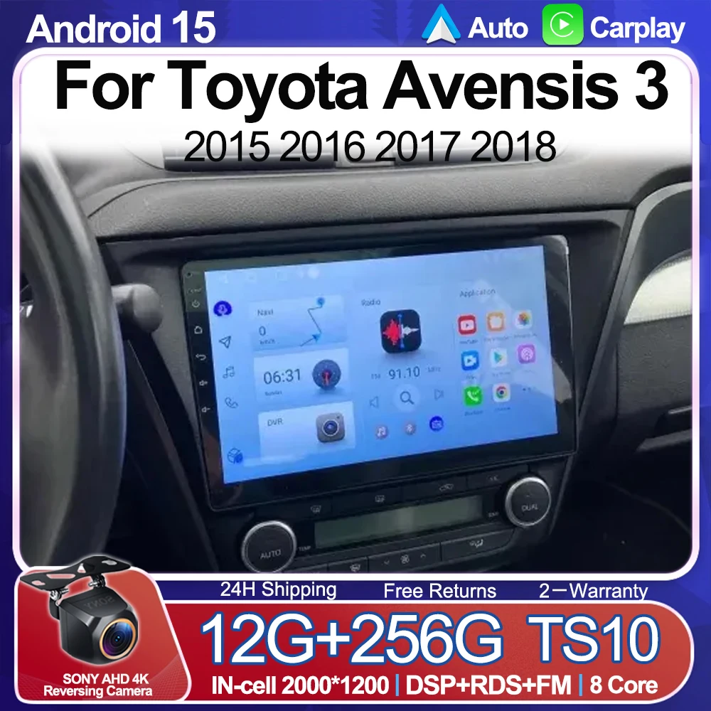 

Android 15 Carplay Auto GPS для Toyota Avensis 3 2015 2016 2017 2018 Автомобильный радиоприемник Мультимедиа 2 DIN Стерео головное устройство BT Плеер Видео
