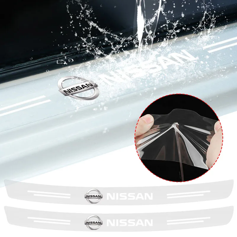 Protecteur de pare-chocs de seuil de porte de voiture, autocollants transparents, style pour Nissan Nismo Almera Tiida Juke Teana Qashqai 350Z 370Z GTR