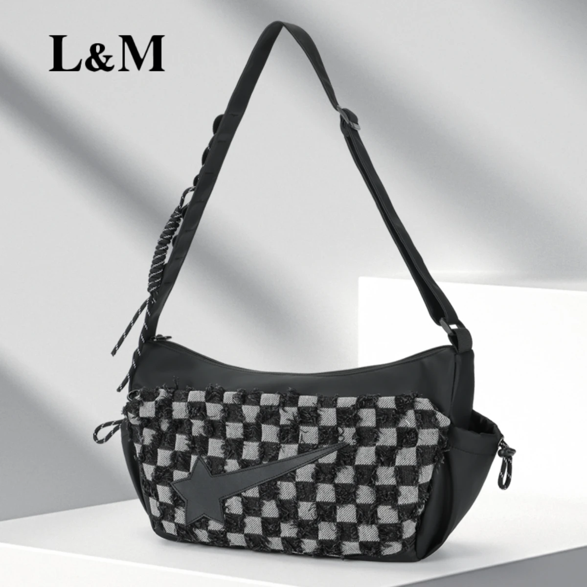 L&M Ropa de moda Bolsa de hombro Diseño minimalista Pecho Paquete Mochila deportiva Bicicletas Bolsillo del teléfono móvil Ajustable Tirantes para los hombros