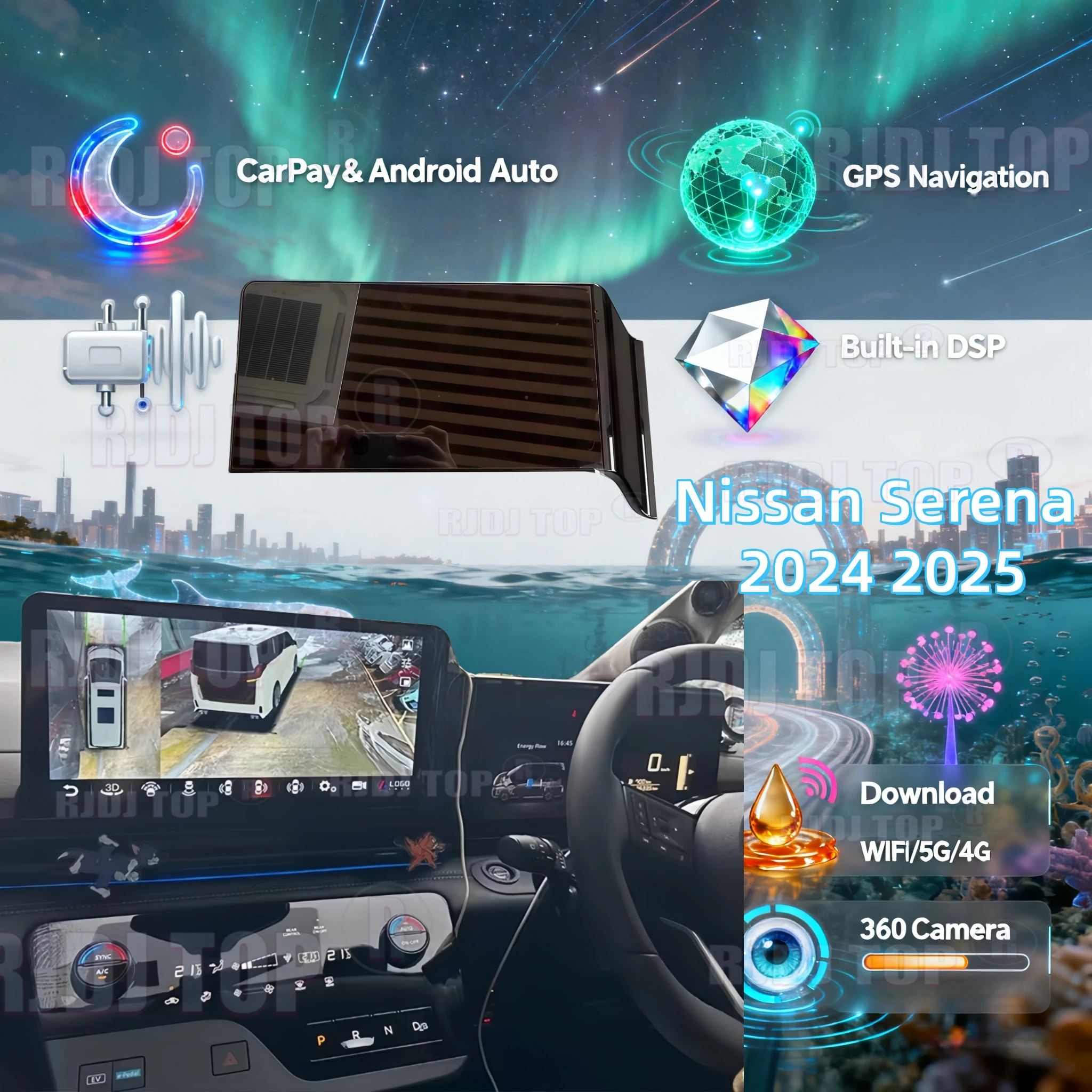 

12.3 inch Android 14 For Nissan Serena 2024 2025 Car Radio Wireless Carplay Multimedia Video Player Screen GPS Navigation DPS 5G