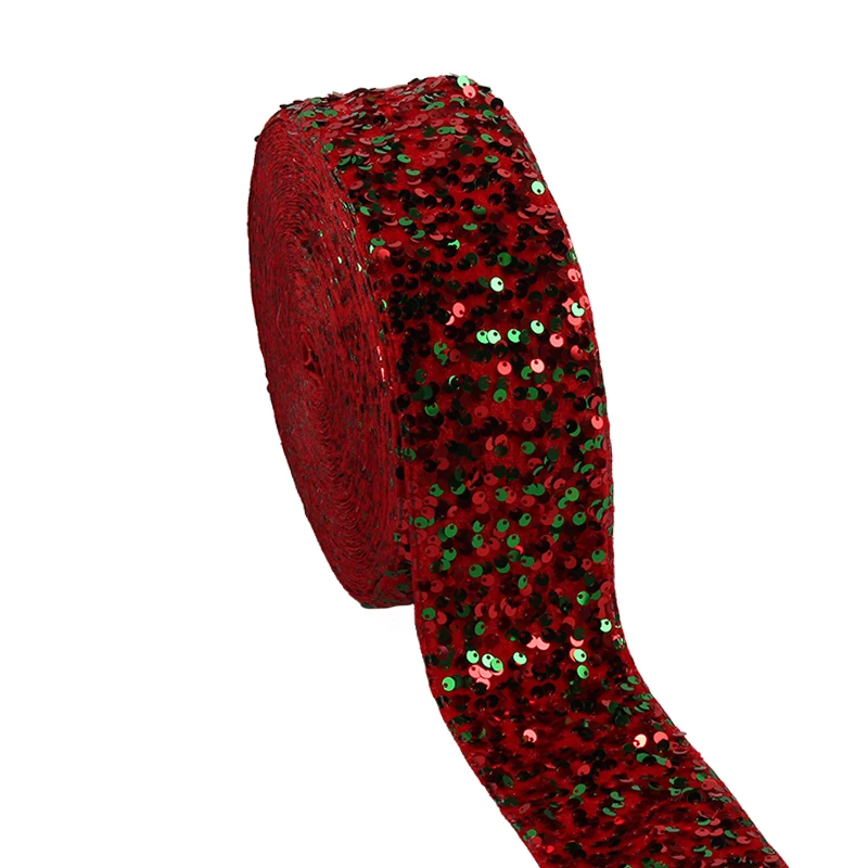 

Red and Green Sequin Ribbon 20yards 7.5cm 3inch Ribbon for Hairbows Handmade Materials DIY Accessorics