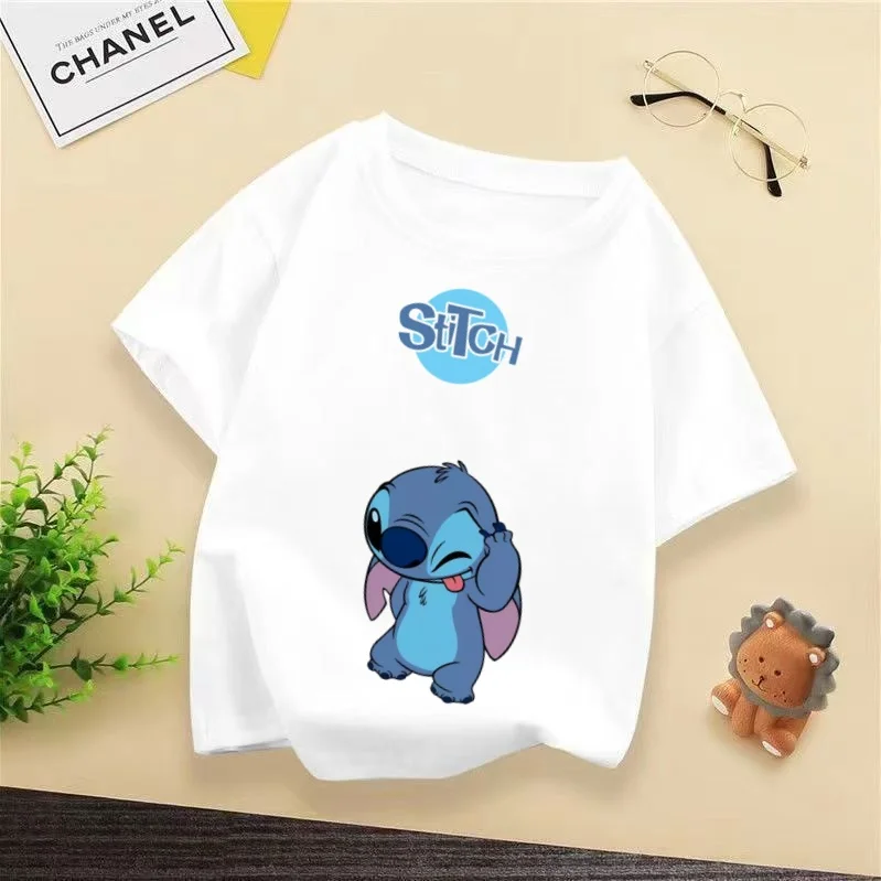 

Personalized children's round neck T-shirt Stitch pattern blouse boys and girls birthday gifts summer fashion short sleev