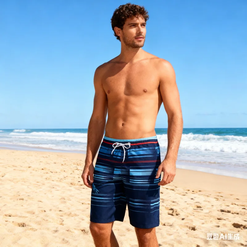 

2025 summer new men's beach pants loose casual five quarter shorts home thin shorts