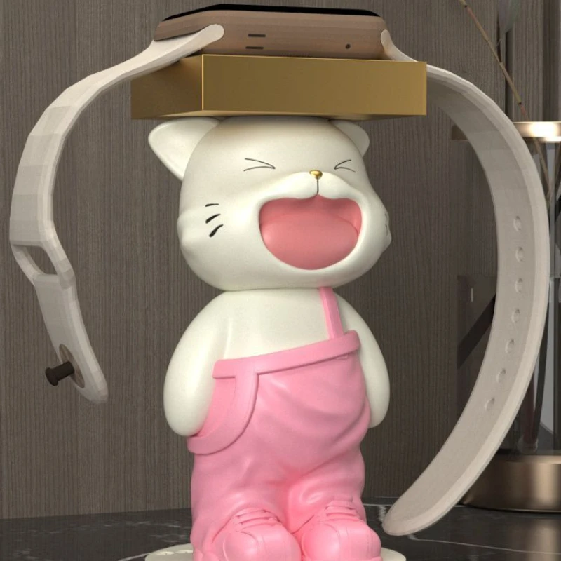 

Kawaii Cat MiNi Фигурка Apple Watch Зарядное сиденье Модель котенка Часы 8 7 6 5 4 3 2 Se Подставка для зарядного устройства Лучший милый креативный орнамент