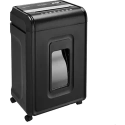 Trituradora de papel de corte cruzado, CD y tarjeta de crédito, oficina en casa, con cesta extraíble, negro, 24 hojas
