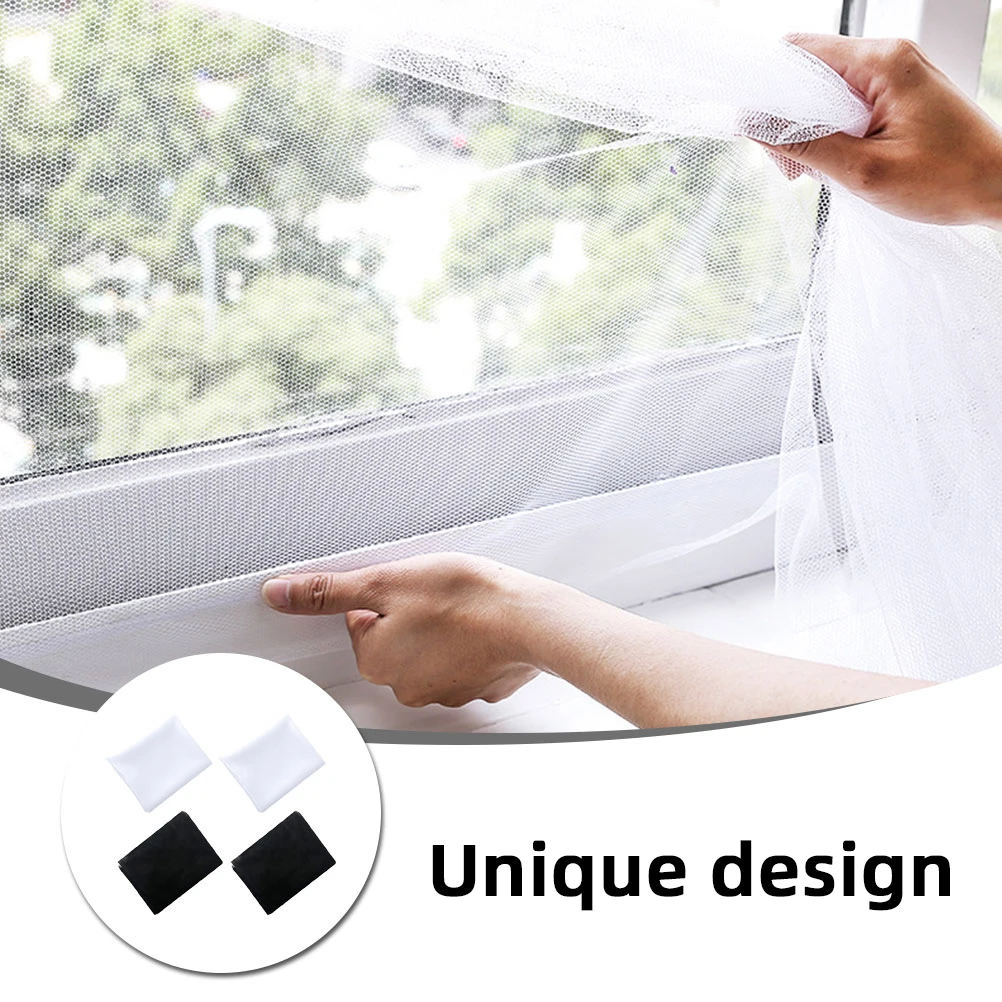 4 Pcs Net Fits Anti-Mosquito Screen Window Self-adhesive Heavy Duty Mesh Curtain Nylon