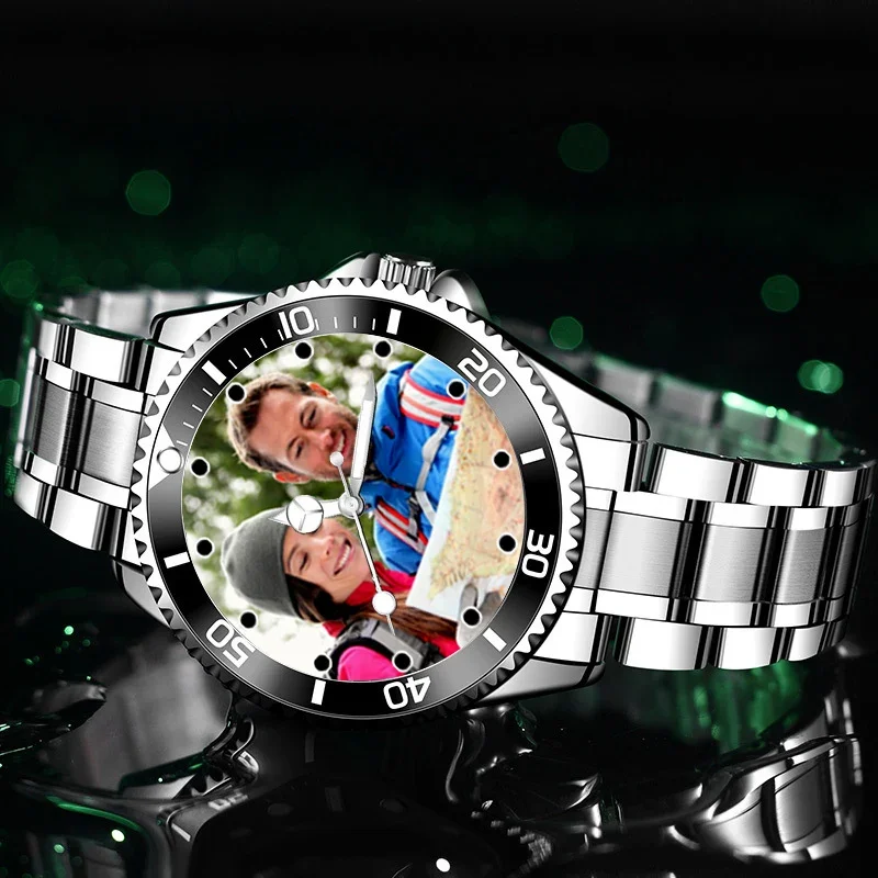 Benutzerdefinierte FotouhrUnisex RLX-Stil Uhr Druck Foto Logo auf Zifferblatt Bild Uhr DIY kreative Uhren für Männer und Frauen