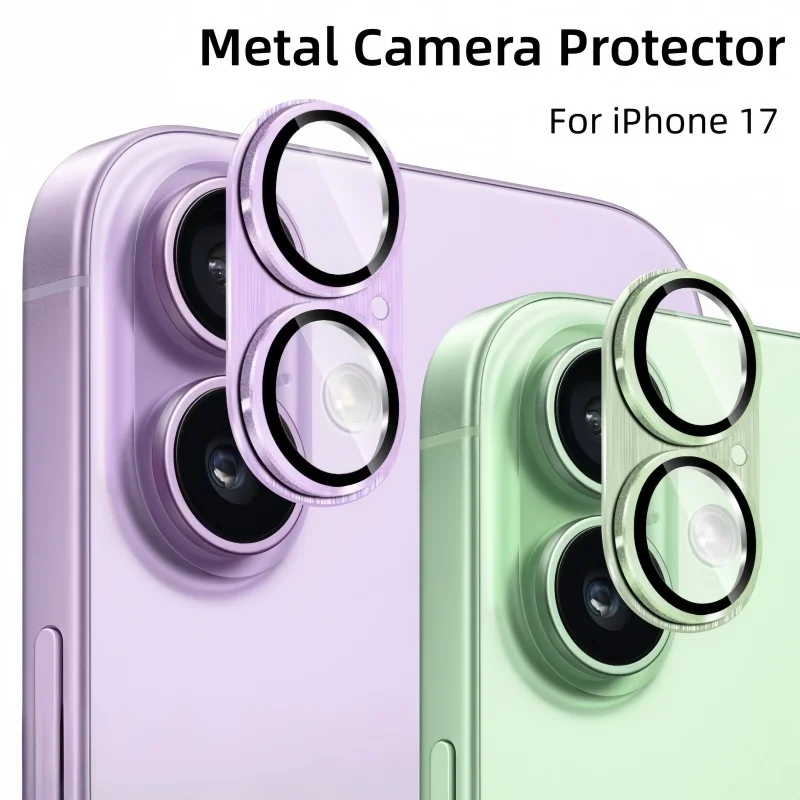 Voor IPhone 17 16 Metalen Camera Protector Legering Case Glas Volledige Cover Back Lens Beschermkap voor Iphone 17 16 Paars Groen