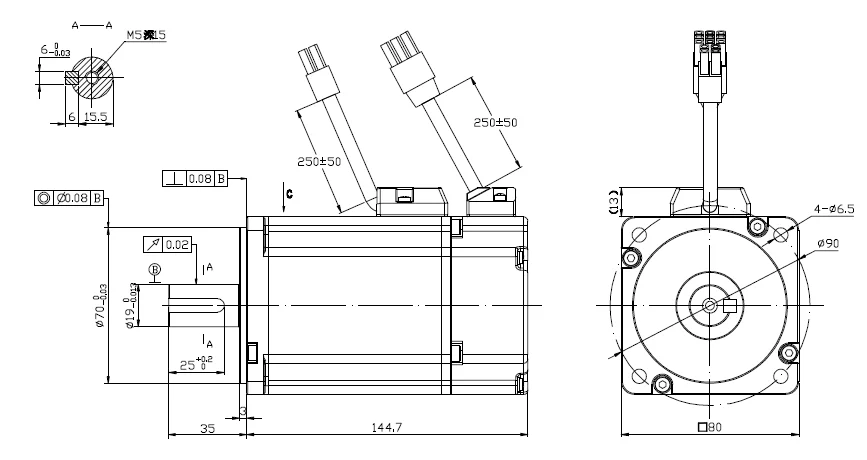 80mm 3000RPM 750W AC servo motor and servo driver