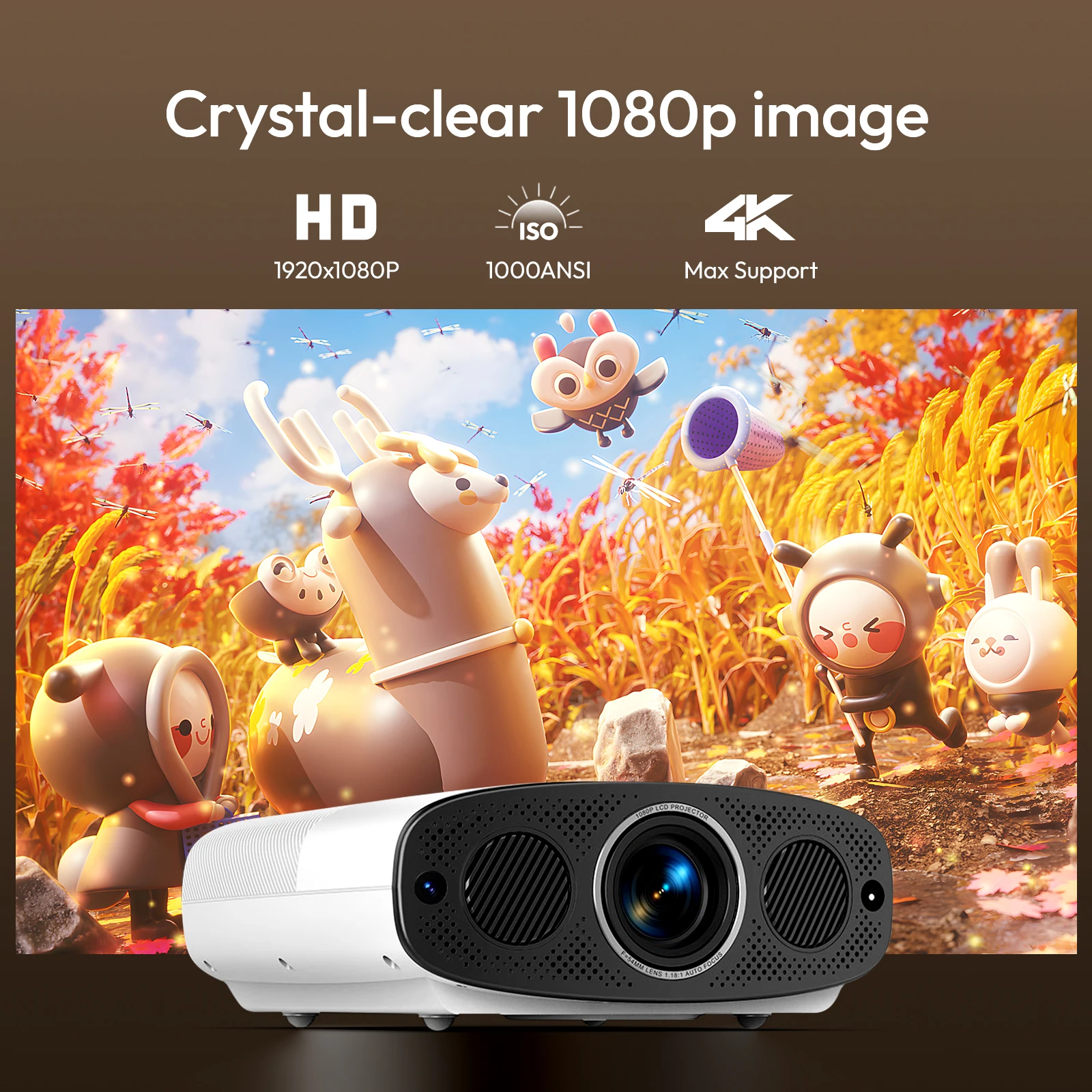 VEVSHAO A22 Full HD 1080P Projector 4K 1000ANSI Android WiFi Auto Focus 10W*2 جهاز عرض المسرح المنزلي لاجتماعات المكتب والفيديو