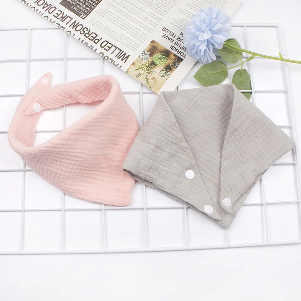 New Thin Baby Gauze Triangle Towel with Double-layer Snap Closure Newborn Bib Baby Saliva Towel  Baberos Bebé Bib