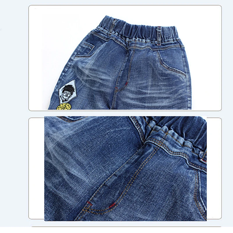3-12 Years Spring Autumn Boys Jeans Slim Fit Style Cartoon Pattern Long Casual Trousers For Kids Children Handsome Pants