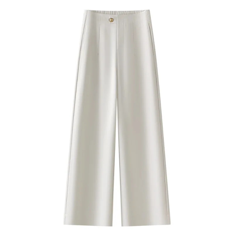 

White Wide-Leg Suit Pants for Women, Autumn Loose Fit, Draped, High-End Feel, Fashionable Casual Straight-Leg Cropped Pants