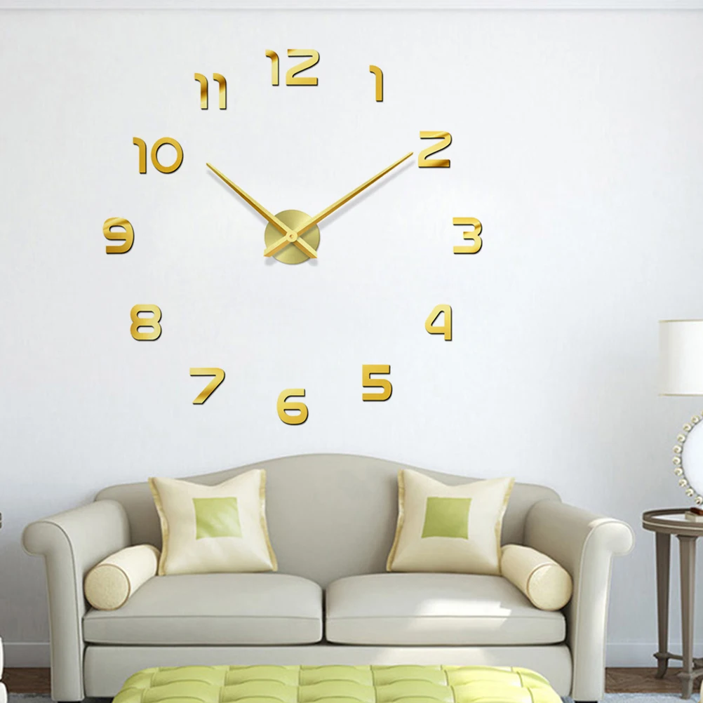 

Oversized Wall Clock Large Digital Silent Frameless Self Adhesive Smooth Walls Living Room Kids Bedroom Office Premium Material