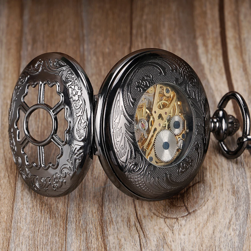 black-retro-mechanical-hand-winding-pocket-watch-hollow-flower-design-fob-chain-pendant-timepiece-vintage-gift-for-men