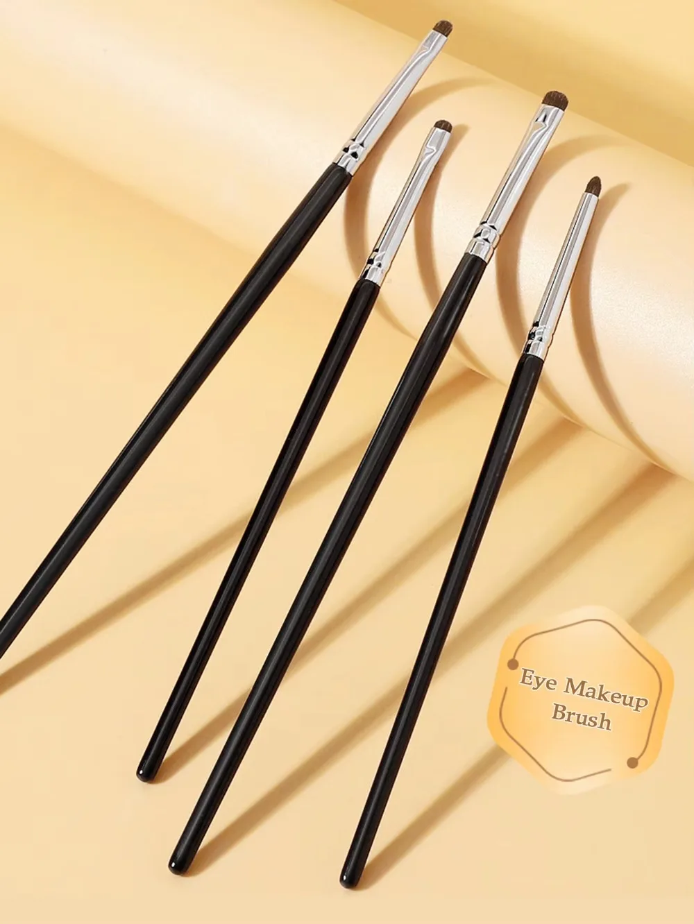 1 Set Of 4 Black Eye Detail Makeup Brushes Pony Hair Precision Eye Shadow Lying Silkworm Brightening Eyeliner Applicator Small gallery 2