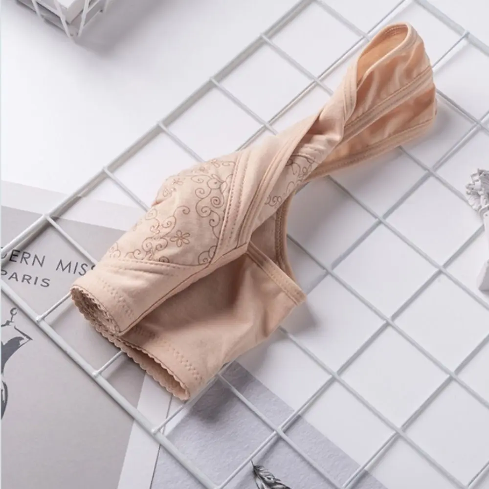 

Soft Thin Front Button Bra Convenient Widen Straps Elderly Bra No Chest Pad Seamless Flower Underwear Lady