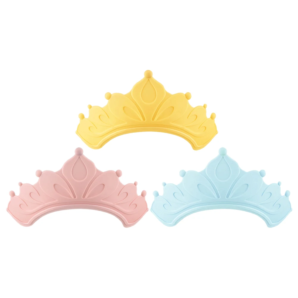 

3pcs Baby Bath Crown Shower Cap Hair Wash Sun Visor Hat Child Bathing Adjustable Water Blocking Ear Protection Soft Material