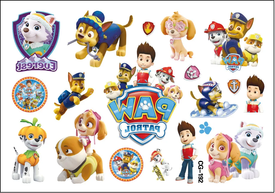 Cartoon Paw Patrol Kids Tattoo Stickers Cute Fashion Kindergarten Reward Early Education Stickers Birthday Gift Toy Sticker