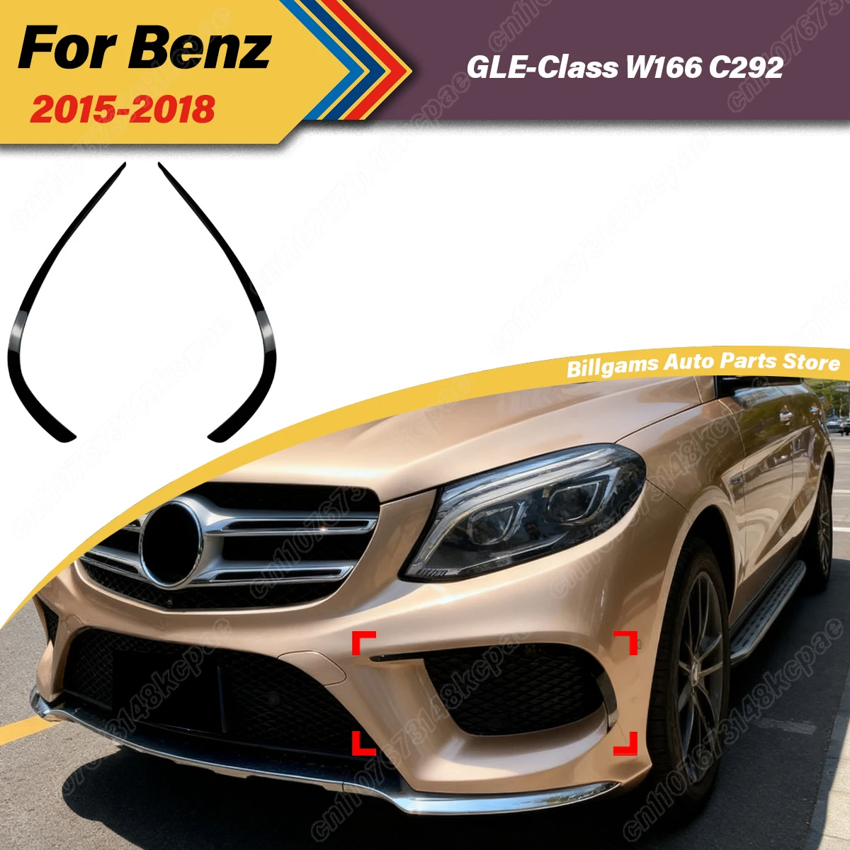 

For Mercedes-Benz GLE-Class W166 C292 2015 2016 2017 2018 AMG Automobile Front Fog Lamp Eyebrows Fog Lamp Strip Decoration Kit