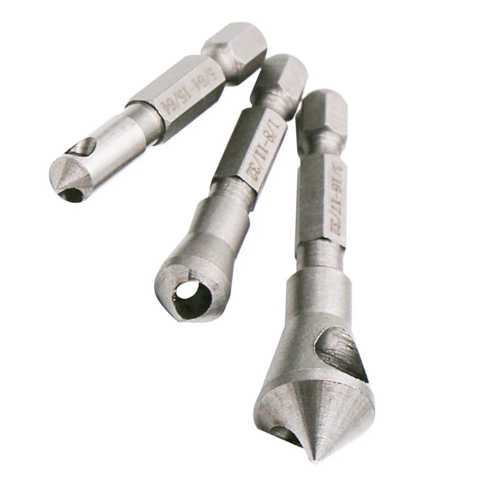 

3Pcs Countersink Chamfer Tool Steel Single-End 90 Degree Chip Evacuating Deburring Drill Bits High Speed Steel Metal Wood Hole