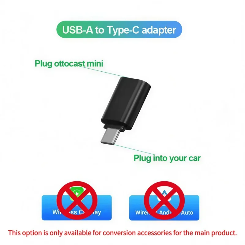Ottocast Mini Slim 2026 – Adattatore Wireless CarPlay E Android Auto, USB-C Plug&Play, Design Compatto A Cubo