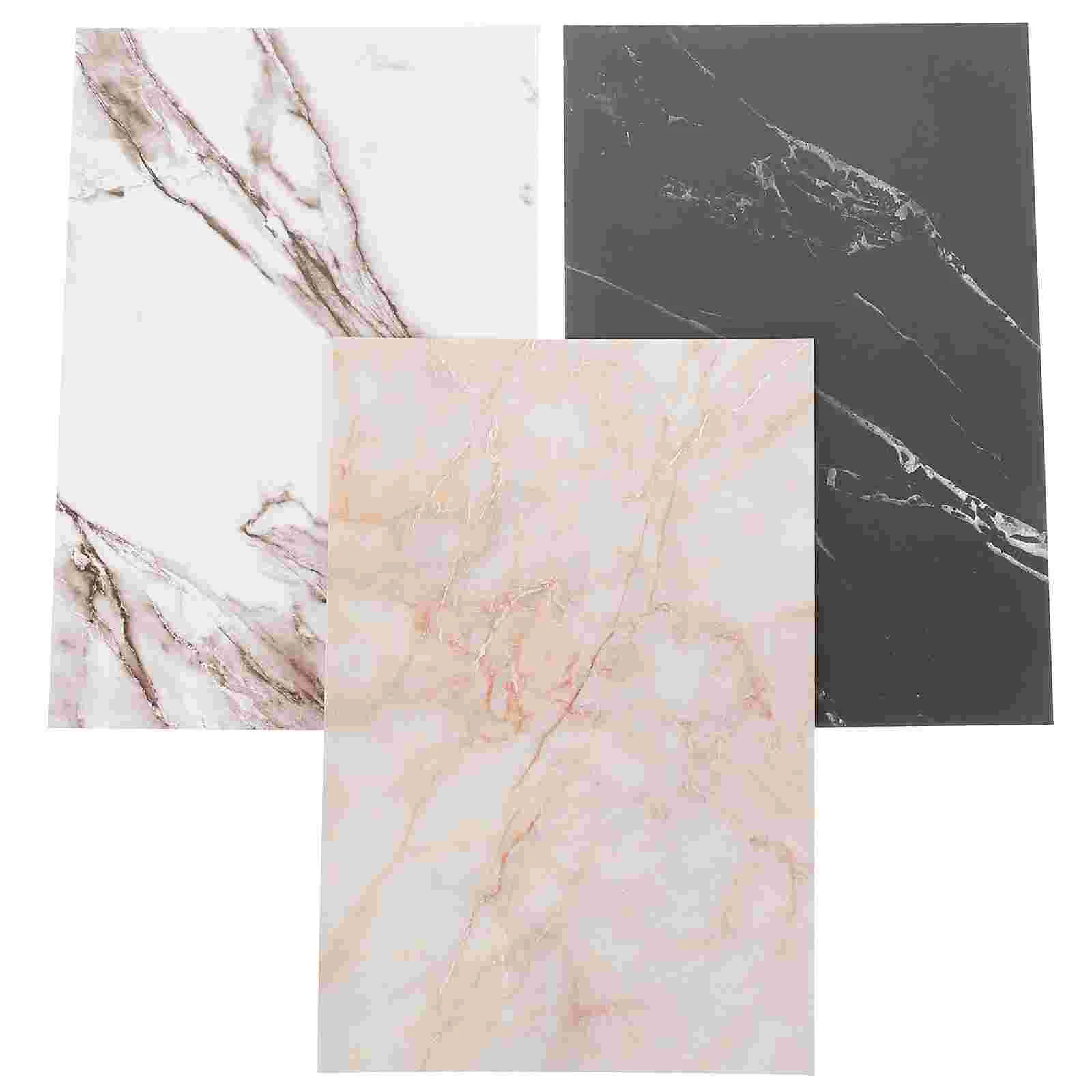 3 Pcs Marbling Card Photography Background Marble Backdrop Backdrops Desktop for Food Product Kit