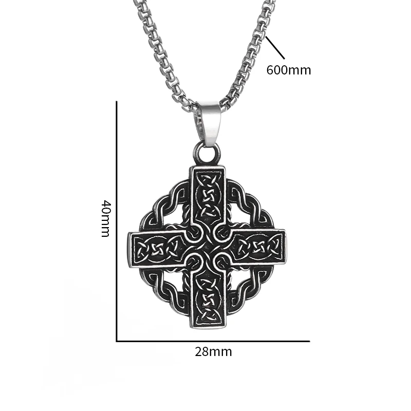 Celtic Cross Necklace for Men Women Vintage Viking Irish Knot Amulet Pendant Lucky Jewelry Gift