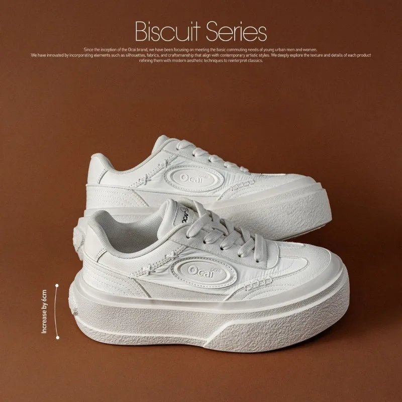 Women's Thick-soled Advanced Sense Heightened Trendy Shoes Casual Little White Board Sneakers High Quality Lace-up Fashion