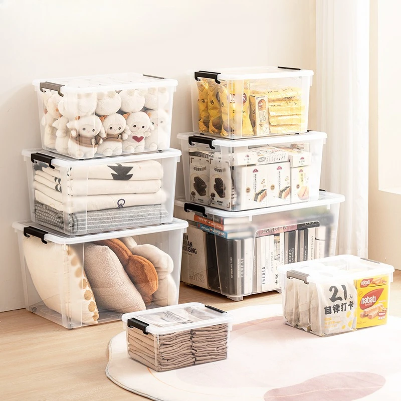 

Storage box, plastic, extra large, thickened, organize box, move, with pulley