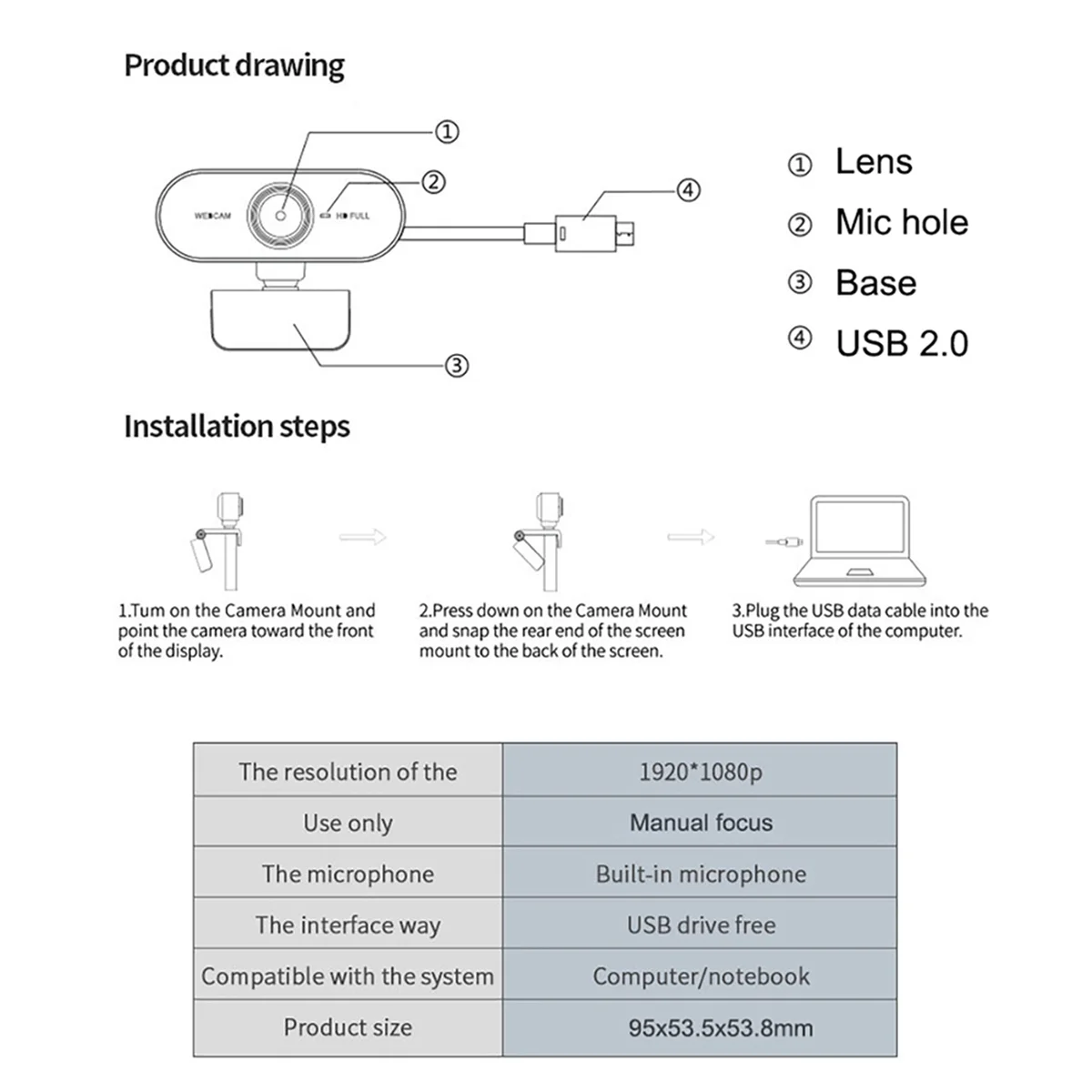 2026 جديد + كاميرا ويب 1080p كاميرا صغيرة كاميرا الكمبيوتر المحمول كاميرا تسجيل الفيديو