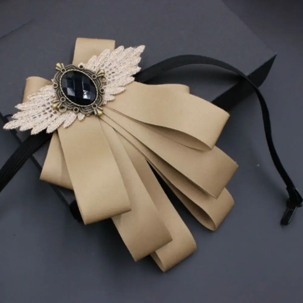 New Faux Stone Men's Suit Lapel Flowers Alloy Polyester Bow Tie Necktie Neck Decoration Compere