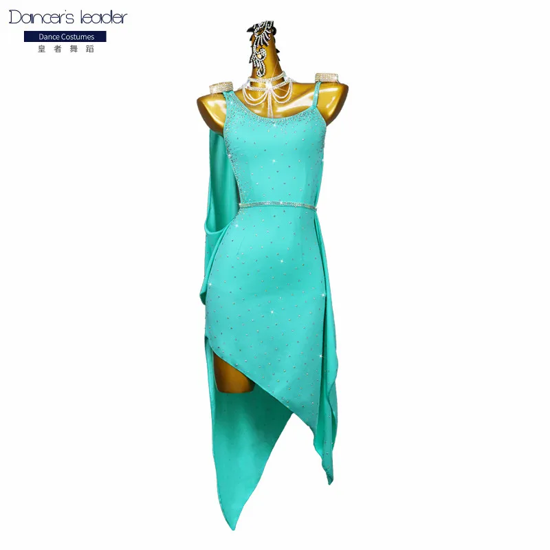 

Latin Dance Dress High-end Customized Cape Sequins Hand Nail Drill Cha cha Tango Female Adult Stage Professional Suit