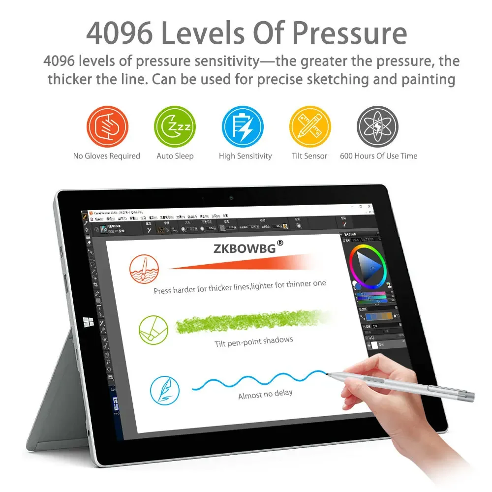 Active Stylus Pen for Microsoft Surface Pro X 9 8 7 6 Laptop Book 4 3 2 1 Go 3 2 Studio Drawing Pencil 4096 Pressure Sensitivity