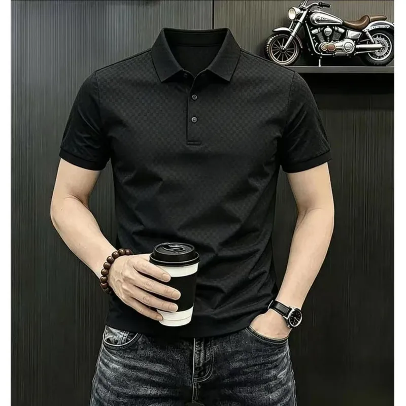 Summer New Style Men's Loose Luxury Collar T-Shirt- Breathable Cool Feeling Casual