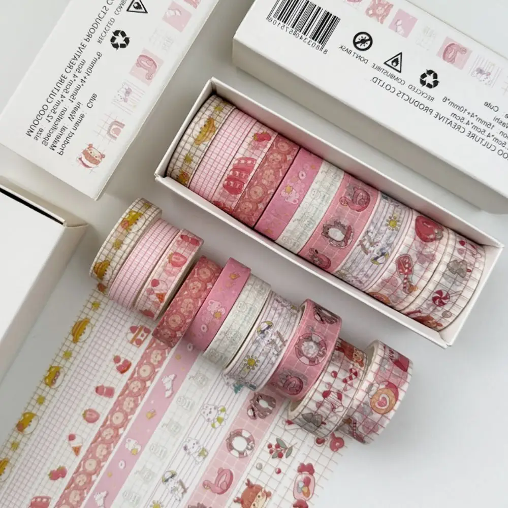 10 Rolls Cartoon Vintage Tape DIY Scrapbooking Creative Grid Adhesive Tape Cute Gift Wrapping Sticker Roll Book Crafts