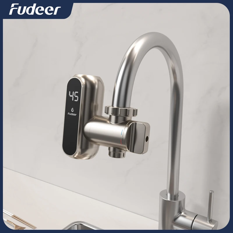 Fudeer-Conector de grifo de agua caliente instantáneo, calentador de agua eléctrico dorado champán, adaptador de grifo de cocina, calentador de agua