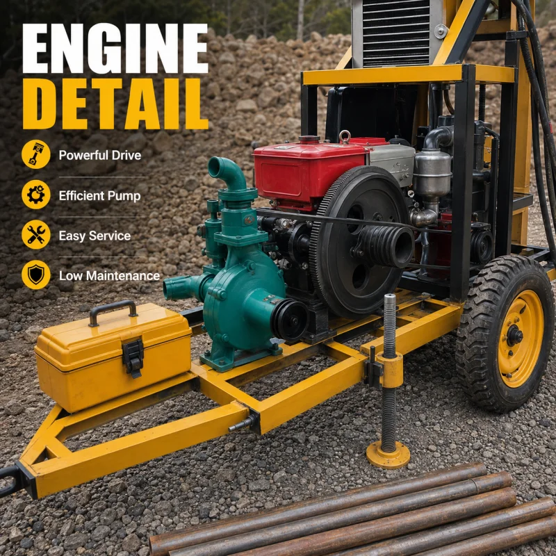 Farmland Wheeled Borehole Drilling Rig Efficient Water Well Drilling Machine Crop Irrigation Industrial Manufacturer Supply
