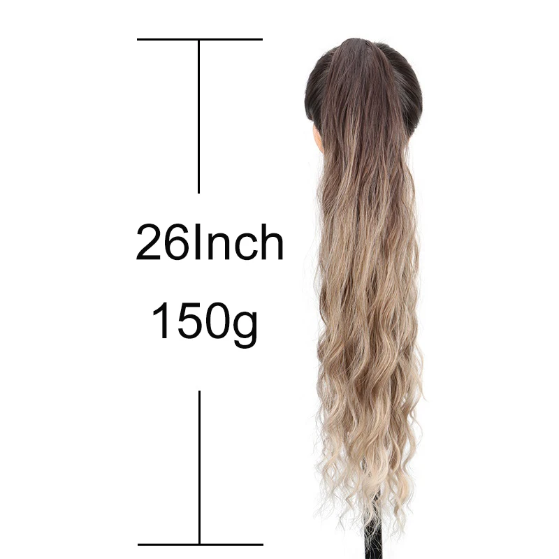 26Inch Synthetic Long Curly Ponytail Extension Hair Water Wave Curly Wig Bouncy Curls Multi Colors Hairpiece for Women