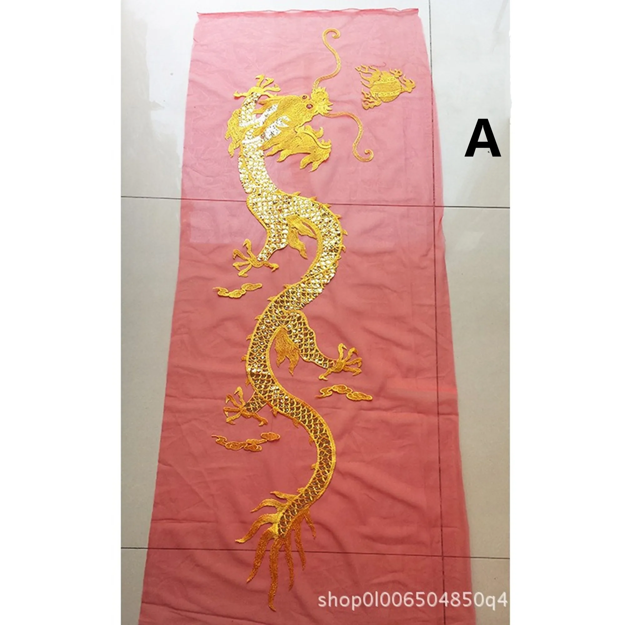 

Big Embroidered Sequins Appliques,Gold Dragon red tulle Embroidered Appliques,Sew-on Patches For Dress Supplies Chinese Dress