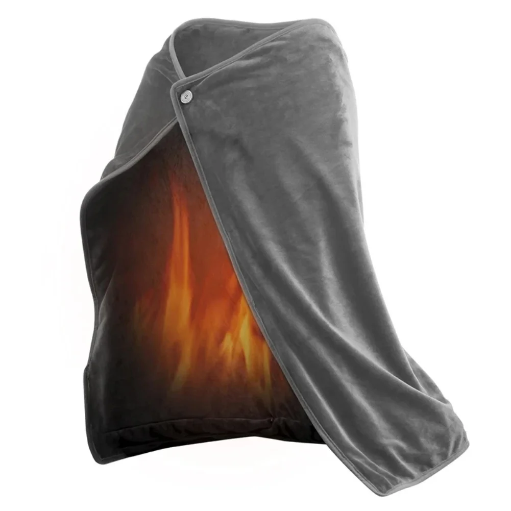 Heated Shawl Pad Electric Blanket with USB Power for Warm Knee Wrap Soft Flannel Fabric and Carbon Fiber Heating Element